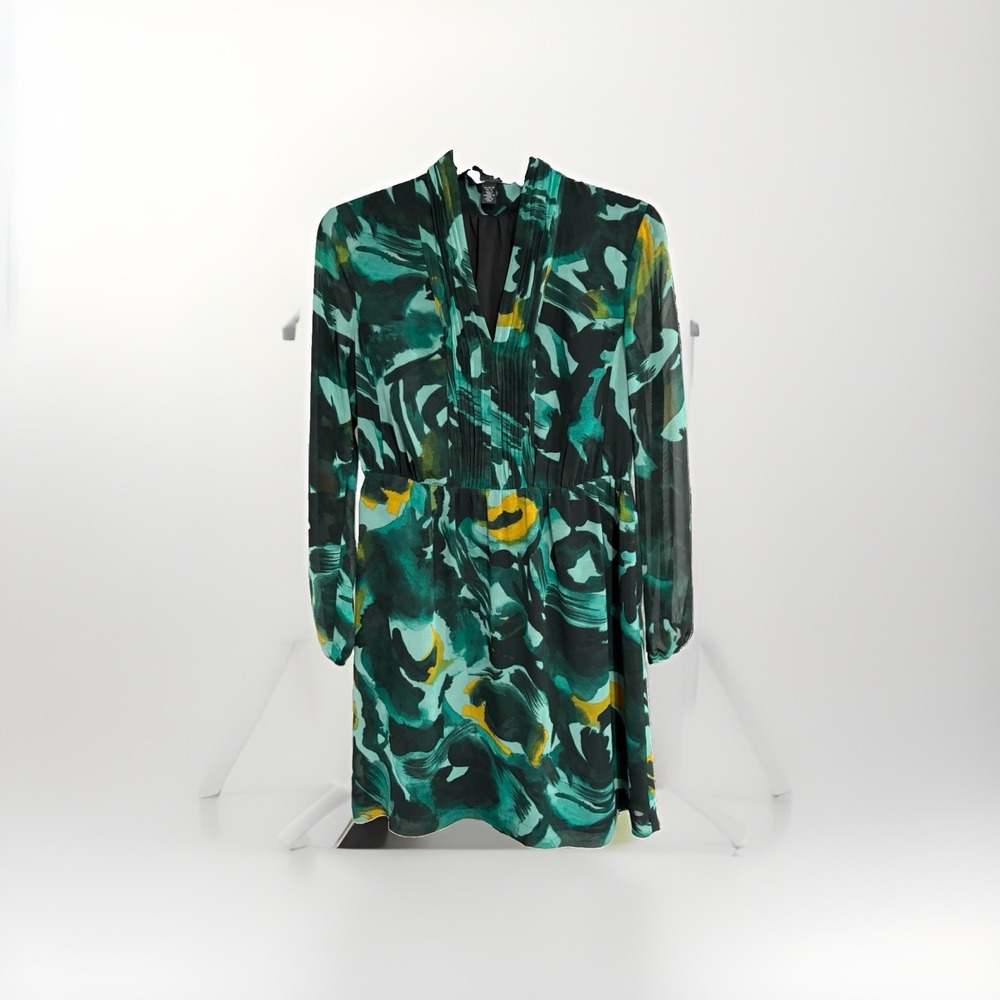 Kenneth Cole Women's‎ Dress Size 10 Black Green Knee Length Lined EUC W132